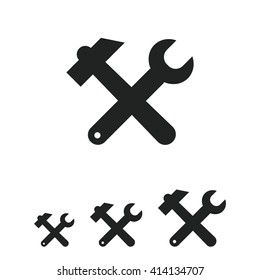 Repair icon. Vector icon for presentation, training, marketing, design, web. Can be used for creative template, logo, sign, craft. Isolated on white background. Vector black silhouette.    