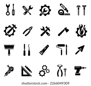 Reparieren Sie das Vektorset des Symbols. Symbol für Service Center. Werkzeuge und Fanggerät-Symbol.