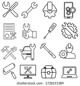 Repair Icon Vector Set. Tool Illustration Sign Collection. Service Center Symbol.