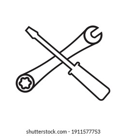 Vector de icono de reparación. Icono de herramientas sobre fondo blanco