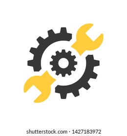 Repair icon. Wrench and gears. Vector Illustration