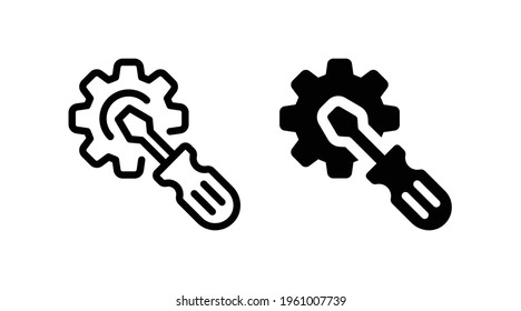 Repair icon. Wrench and gears vector Illustration.