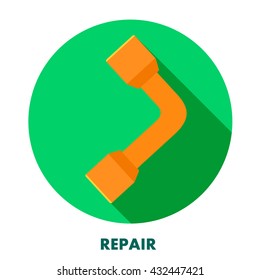 Repair icon. Wrench on a round background with shadow. Vector wrench icon. Stock vector