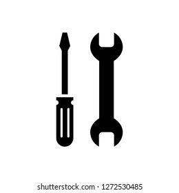 Repair icon. Wrench and screwdriver icon. Settings icon isolated