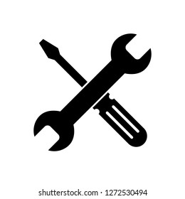 Repair icon. Wrench and screwdriver icon. Settings icon isolated