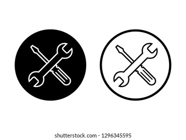 Repair icon. Wrench and screwdriver icon. Settings icon isolated