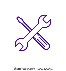 Repair icon. Wrench and screwdriver icon. Settings icon isolated