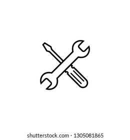 Repair icon. Wrench and screwdriver icon. Settings icon isolated