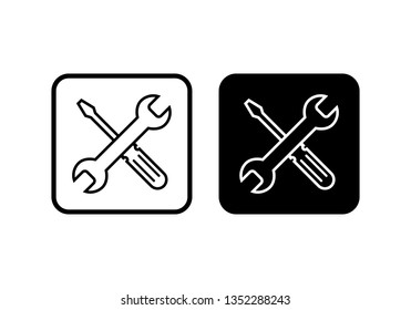 Repair icon. Wrench and screwdriver icon. Settings icon isolated