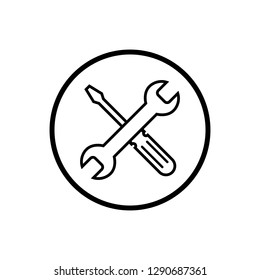 Repair icon. Wrench icon. Settings icon isolated