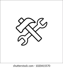 Repair icon.Hammer and wire classical tighten key for screw and nut .