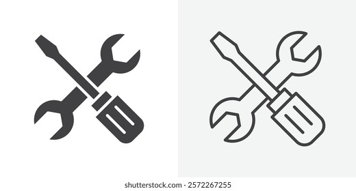 Repair icons. flat and line style set