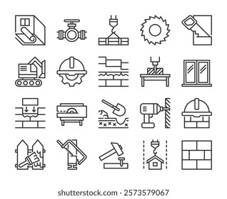 Repair icons. Home repairs and construction line icon set. Editable Stroke.
