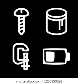 repair icons set with vise, battery and screw vector set