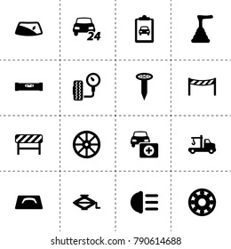 Repair icons. vector collection filled repair icons. includes symbols such as whell, bearing, window repair, tow truck, car jack. use for web, mobile and ui design.