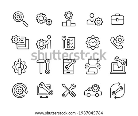 Repair Icons - Vector Line Icons. Editable Stroke. Vector Graphic