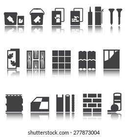 repair icons. vector set. construction materials. Shadow reflection. e p s 1 0 