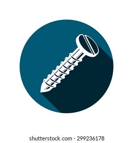 Repair idea vector design element, 3d bolt, highly detailed illustration of screw. Building and manufacturing part isolated on white.

