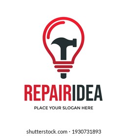 Repair idea vector logo template. This design use hammer symbol. Suitable for smart fix.