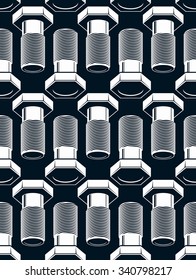 Repair idea vector seamless pattern, highly detailed 3d bolts endless wallpaper. Building and manufacturing parts.
