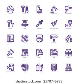 Repair Industry Icon pack for your website, mobile, presentation, and logo design. Repair Industry Icon basic line gradient design. Vector graphics illustration and editable stroke.