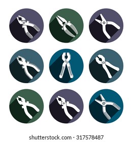 Repair instruments collection, 3d tools, vector pliers. Construction idea simple objects, design elements.