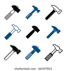 Repair instruments collection, 3d tools, mallets. Construction idea simple vector objects, design elements.