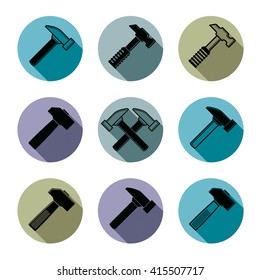 Repair instruments collection, 3d tools, mallets. Construction idea simple vector objects, design elements.