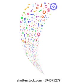 Repair Instruments random fireworks stream. Vector illustration style is flat bright multicolored iconic symbols on a white background. Object fountain done from scattered pictograms.