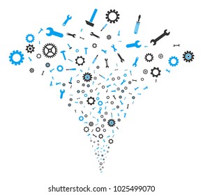 Repair Instruments stream fountain. Vector illustration style is flat iconic symbols. Object fountain organized from random symbols as repair instruments fireworks.
