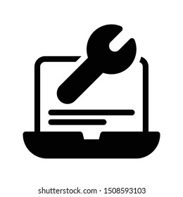 repair laptop glyph flat vector icon