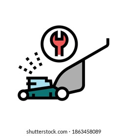 Repair Of Lawn Mower Color Icon Vector. Repair Of Lawn Mower Sign. Isolated Symbol Illustration