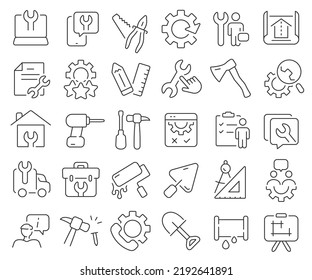 Repair line icons collection. Thin outline icons pack. Vector illustration eps10