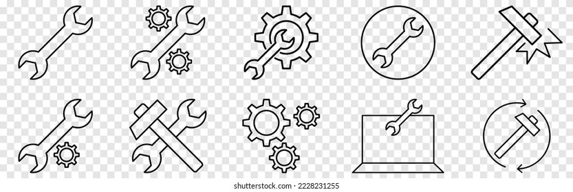 Repair line icons set. Vector illustration isolated on transparent background
