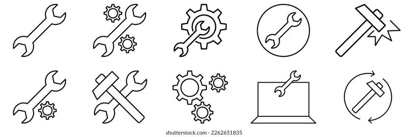 Repair line icons. Vector illustration isolated on white background
