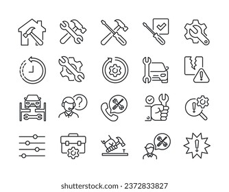 Repair line icons. For website marketing design, logo, app, template, ui, etc. Vector illustration.