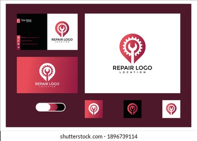 repair location logo design, graphic template and business card	
