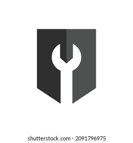 Repair logo design with shield concept ,vector ilustration