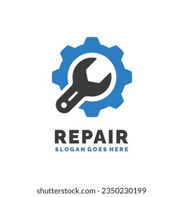 Reparieren Sie Logo-Design, Vektorgrafik. Instandhaltungslogo