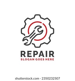 Repair logo design vector illustration. Maintenance logo