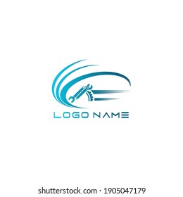 Repair Logo. Illustration Of Blue Motorbike Or Car Repair Logo On White Background. Repair Tool Logo