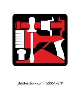 Repair logo. Repairs Tool emblem. Instrument sign. Industrial locksmith Tools

