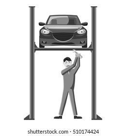 Repair machine icon. Gray monochrome illustration of repair machine vector icon for web