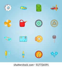 Repair machine icons set. Cartoon illustration of 16 repair machine vector icons for web