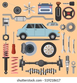 Repair of machines and equipment.  Flat vector illustration. Isolated on white.