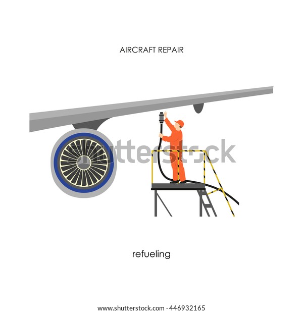 Repair Maintenance Aircraft Man Refueling Airplane Stock Vector ...