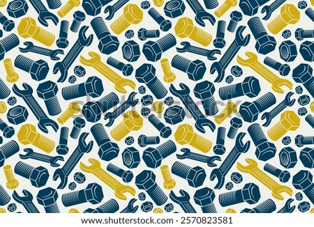 Repair and maintenance seamless background, vector mechanical fix service theme endless wallpaper, bolts and wrenches tiling pattern, elements can be used separately.