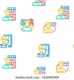 Repair And Maintenance Service Vector Seamless Pattern Color Line Illustration