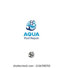 Repair and maintenance of swimming pools vector logo