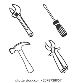 Repair and Maintenance Tools Silhouette Icons Set Collection